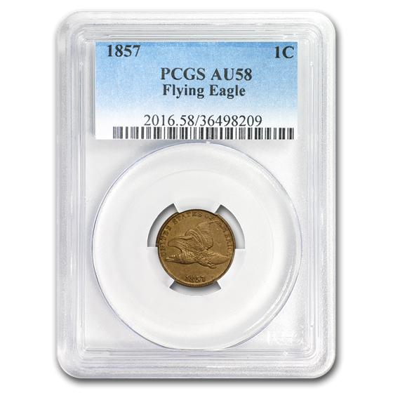 1857 Flying Eagle Cent AU-58 PCGS 1857 Flying Eagle Cent AU-58 PCGS